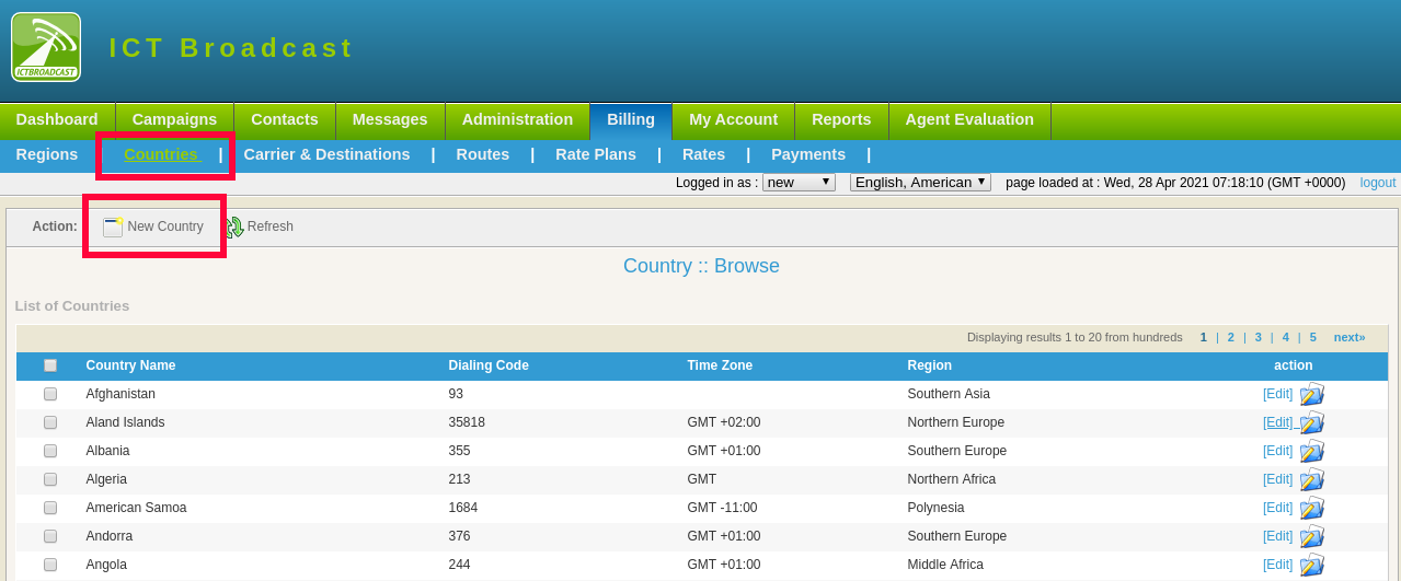 country in ICTBroadcast