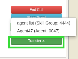 Call Transfer to extension or an agent.