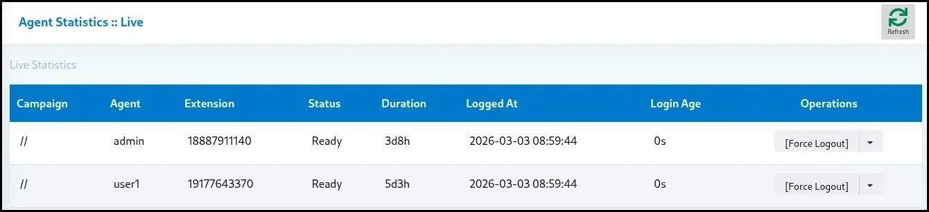 Agent Live Statistics