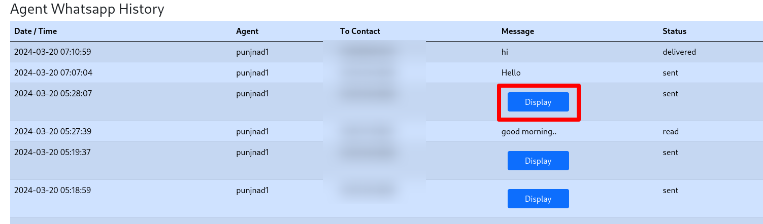 agent whatsapp history