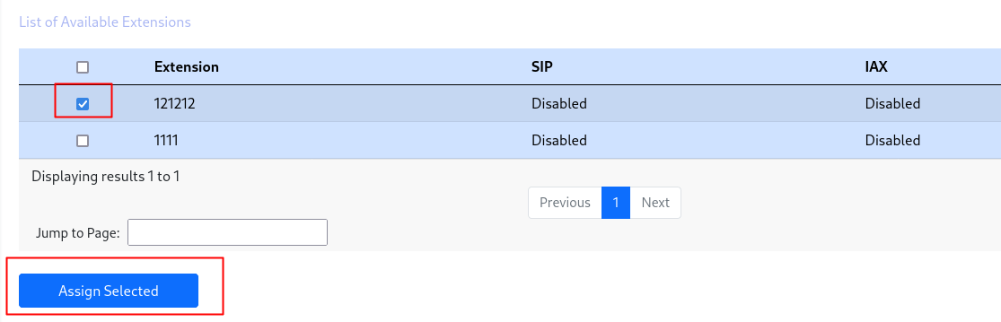 assign selected extension