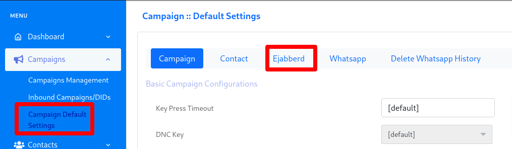 campaign dfualt setting ejabberd